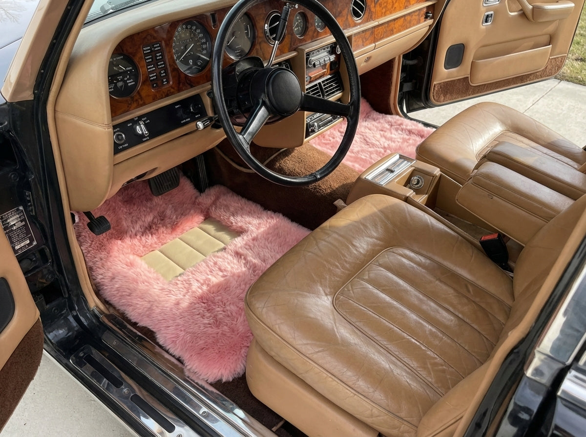 Tapis de voiture en peau de mouton rose pour Rolls Royce Wraith 2013–2023 Design Er56