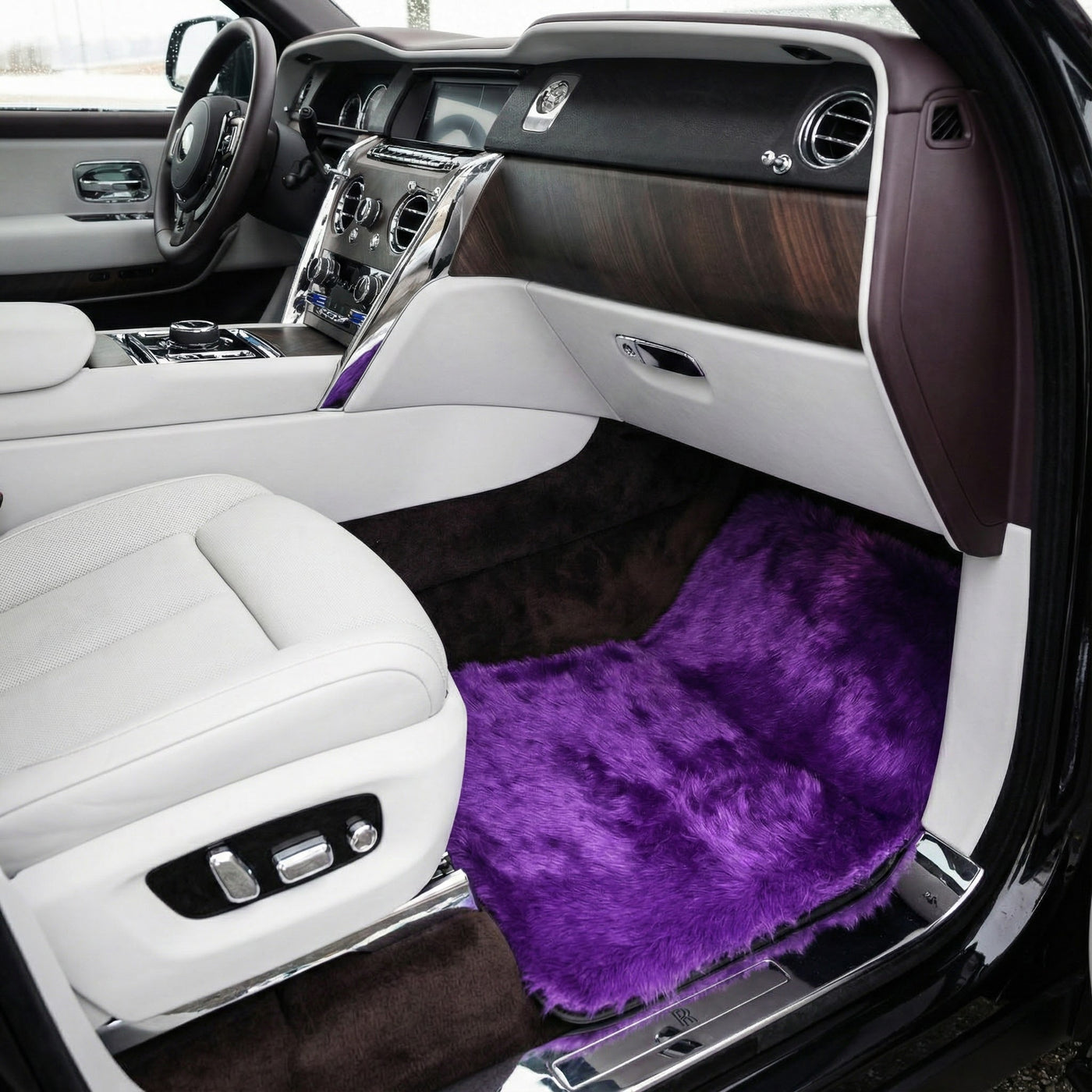 Tapis de voiture en agneau violet pour Rolls-Royce Cullinan (2018-2025)