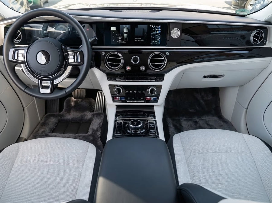 Tapis de voiture en peau de mouton gris foncé pour Rolls
