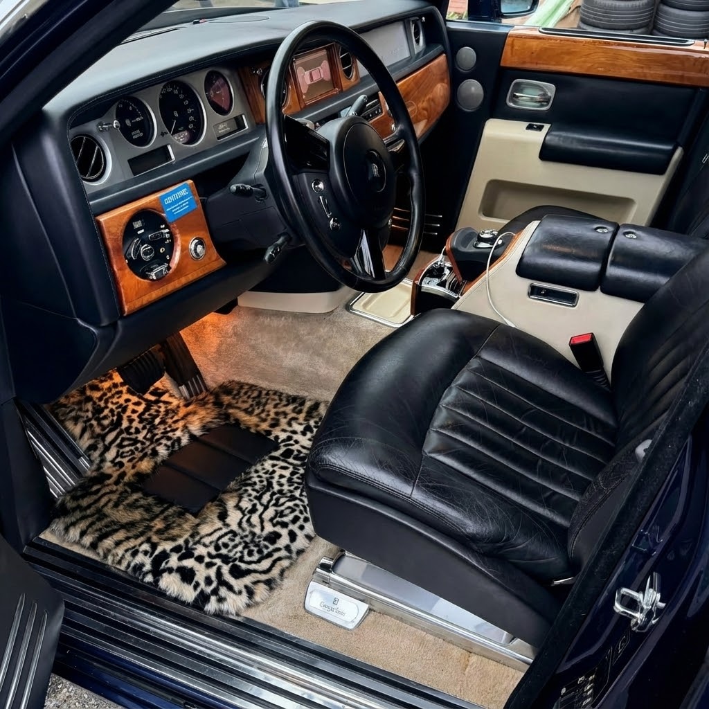 Tapis de voiture en fourrure de léopard pour Rolls-Royce Phantom Sedan (2003-2016)