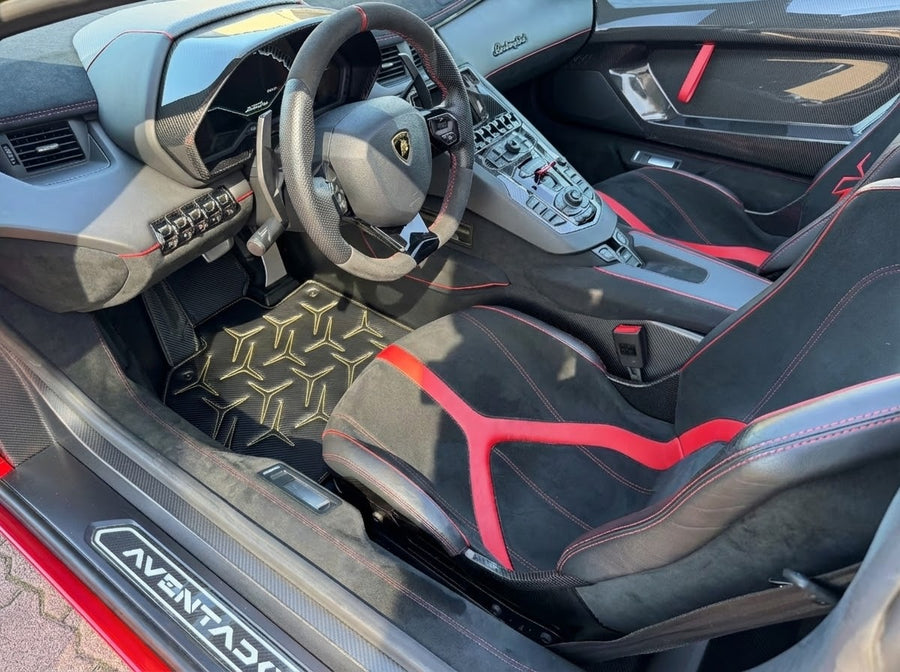 Tapis de voiture en cuir carbone pour Lamborghini Aventador SV