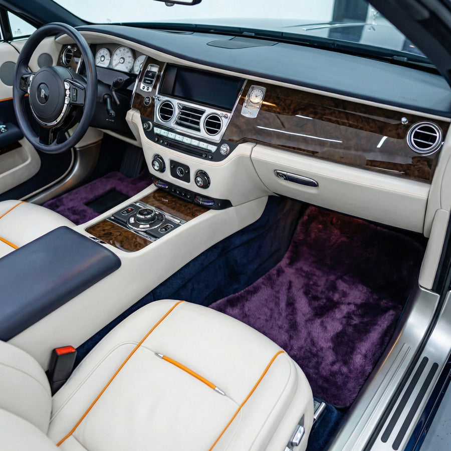 Lilafarbene Fußmatten aus Schaffell für Rolls-Royce Dawn (2016-2023)