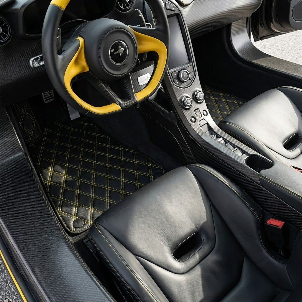 Anpassbare Fußmatten aus Teppich mit Leder für McLaren P1 (2013-2015) - AutoWin
