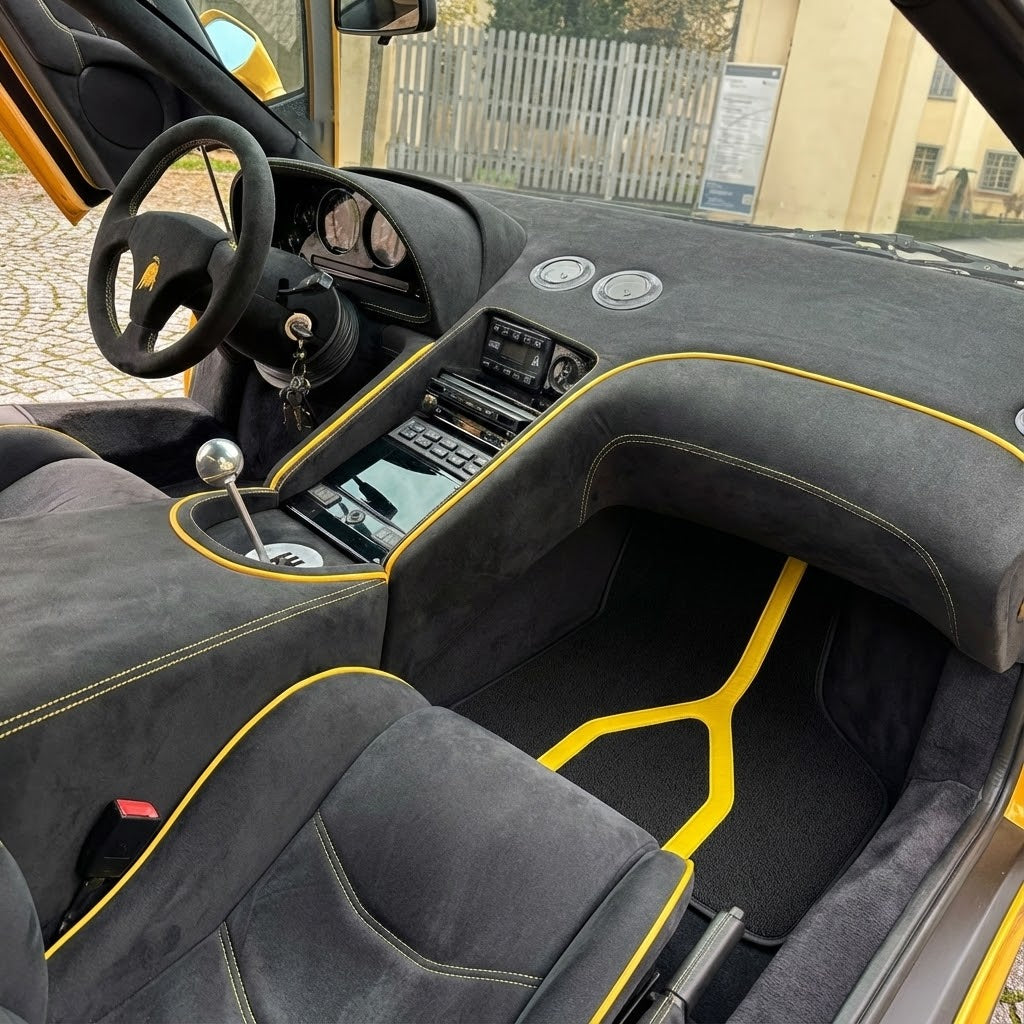 Tapis de voiture en cuir personnalisables avec motif de diamant unique pour Lamborghini Diablo (1990-2001) - AutoWin