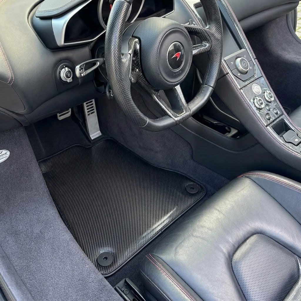 Tapis de voiture pour McLaren MP4-12C (2011–2014) Ensemble de tapis sur mesure noir AutoWin