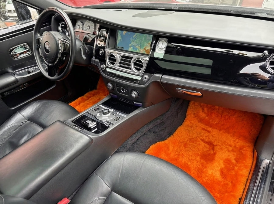 Tapis de voiture en peau de mouton orange pour Rolls Royce