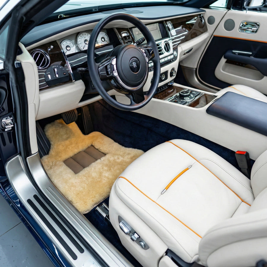 Natural Color Medical Sheepskin Floor Mats for Rolls Royce Dawn | Relugan