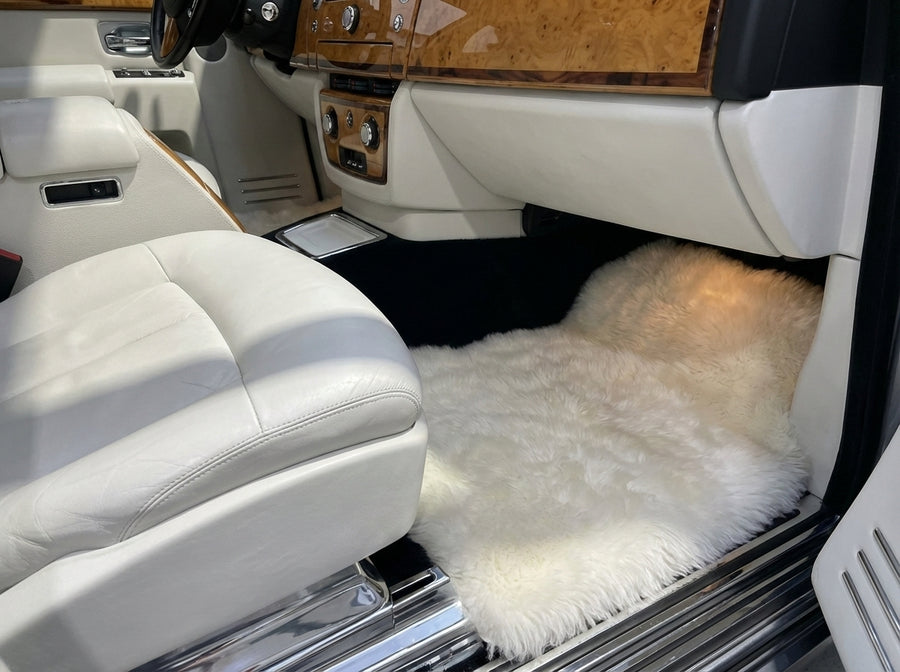 Tapis de voiture en peau de mouton blanc pour Rolls Royce