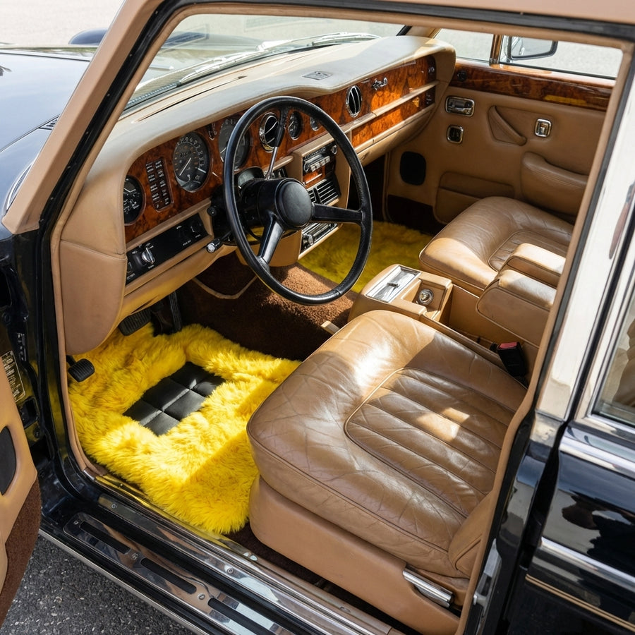 Tapis de voiture en peau de mouton jaune pour Rolls Royce