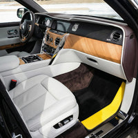 Tapis de voiture noir sur mesure pour Rolls Royce Cullinan en cuir jaune