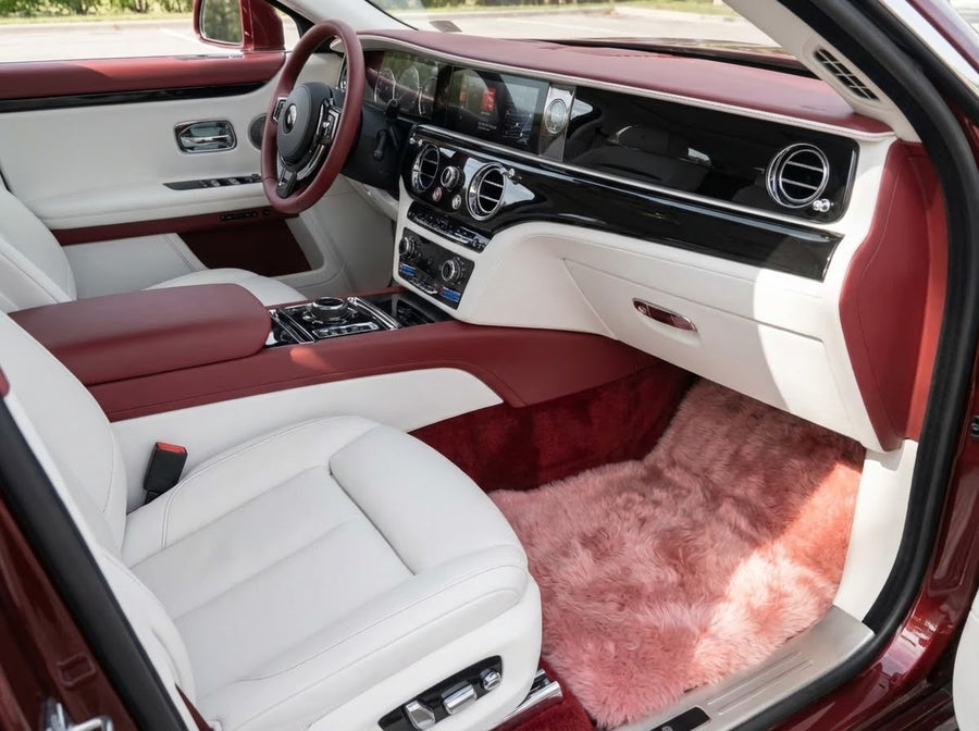 Tapis de voiture en peau de mouton rose pour Rolls Royce
