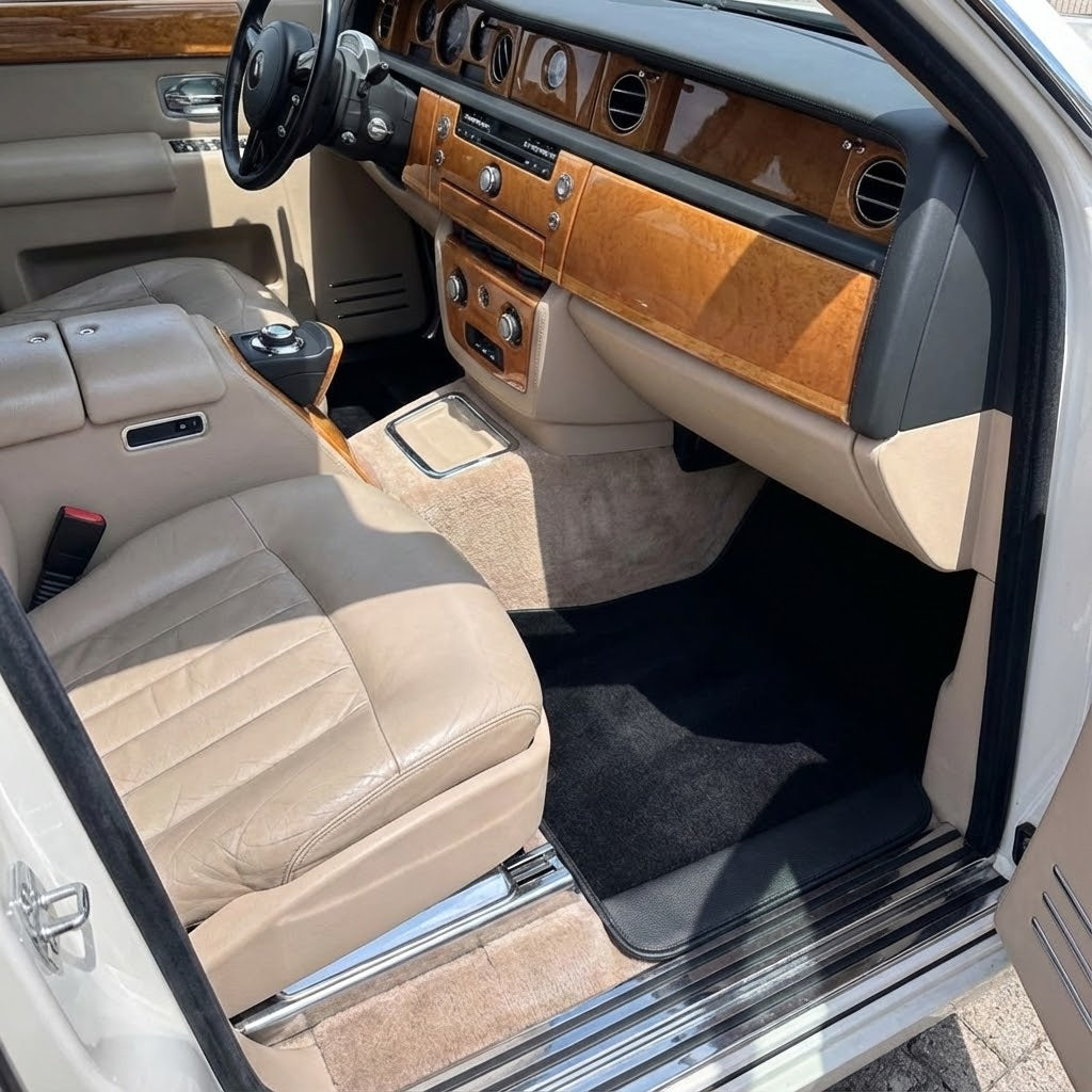 Tapis de voiture personnalisés pour Rolls Royce Phantom Drophead Coupe en cuir noir