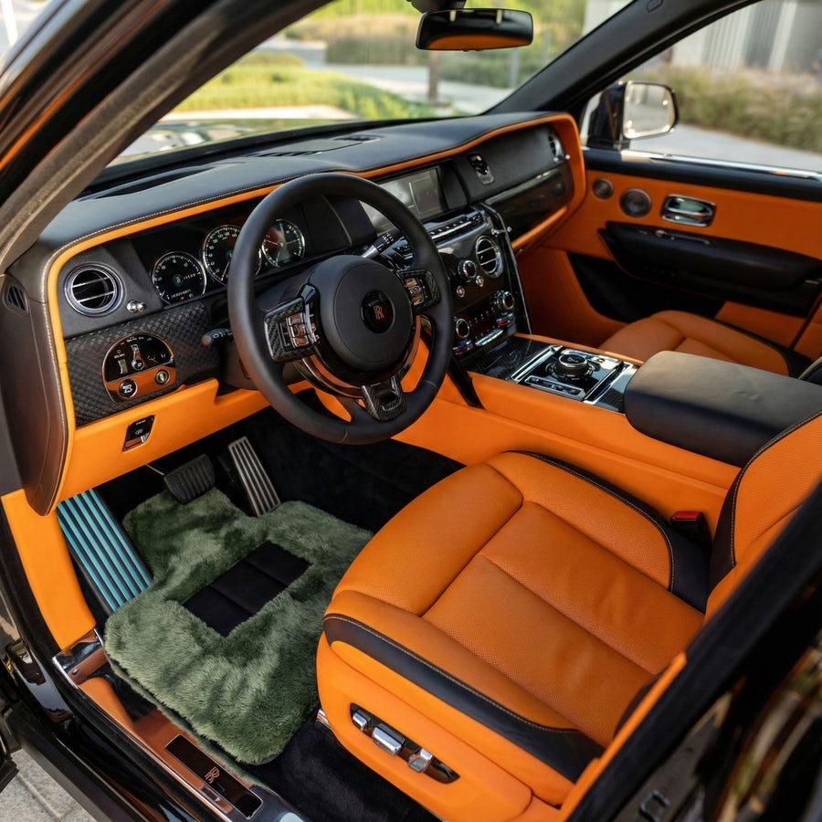 Hellgrüne Schaffell-Fußmatten für Rolls-Royce Cullinan (2018-2025)