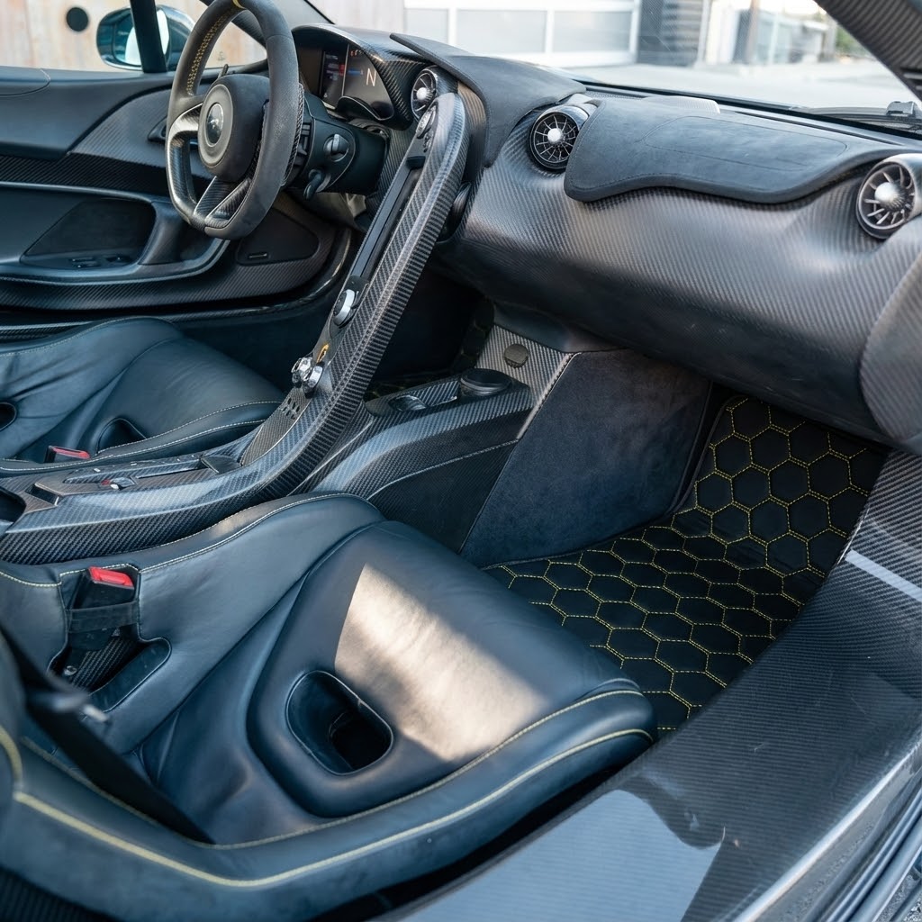 Anpassbare Fußmatten aus Teppich mit Leder für McLaren P1 (2013-2015) - AutoWin