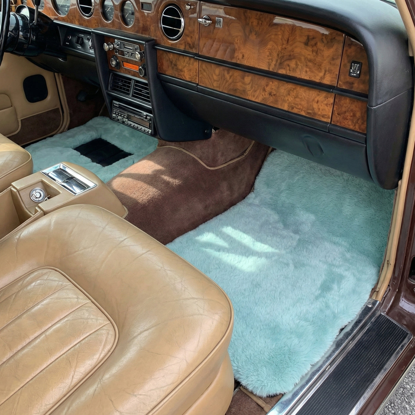 Tapis de voiture en peau de mouton bleu Tiffany pour Rolls