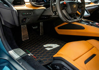 Black Leather Floor Mats for Lamborghini Temerario (2025-2026) - Orange Sewing