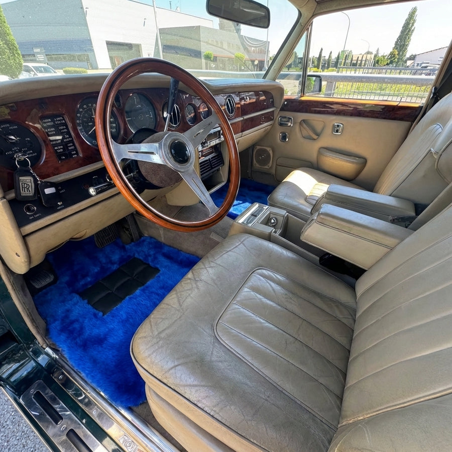 Tapis de voiture en peau de mouton bleue pour Rolls-Royce