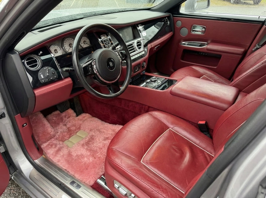 Tapis de voiture en peau de mouton rose pour Rolls Royce