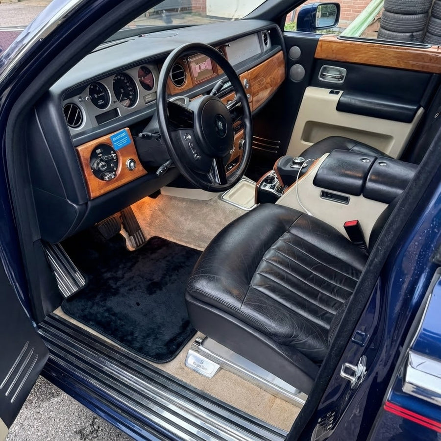Dunkelblaue Schaffell-Fußmatten für Rolls-Royce Phantom Sedan (2003-2016)