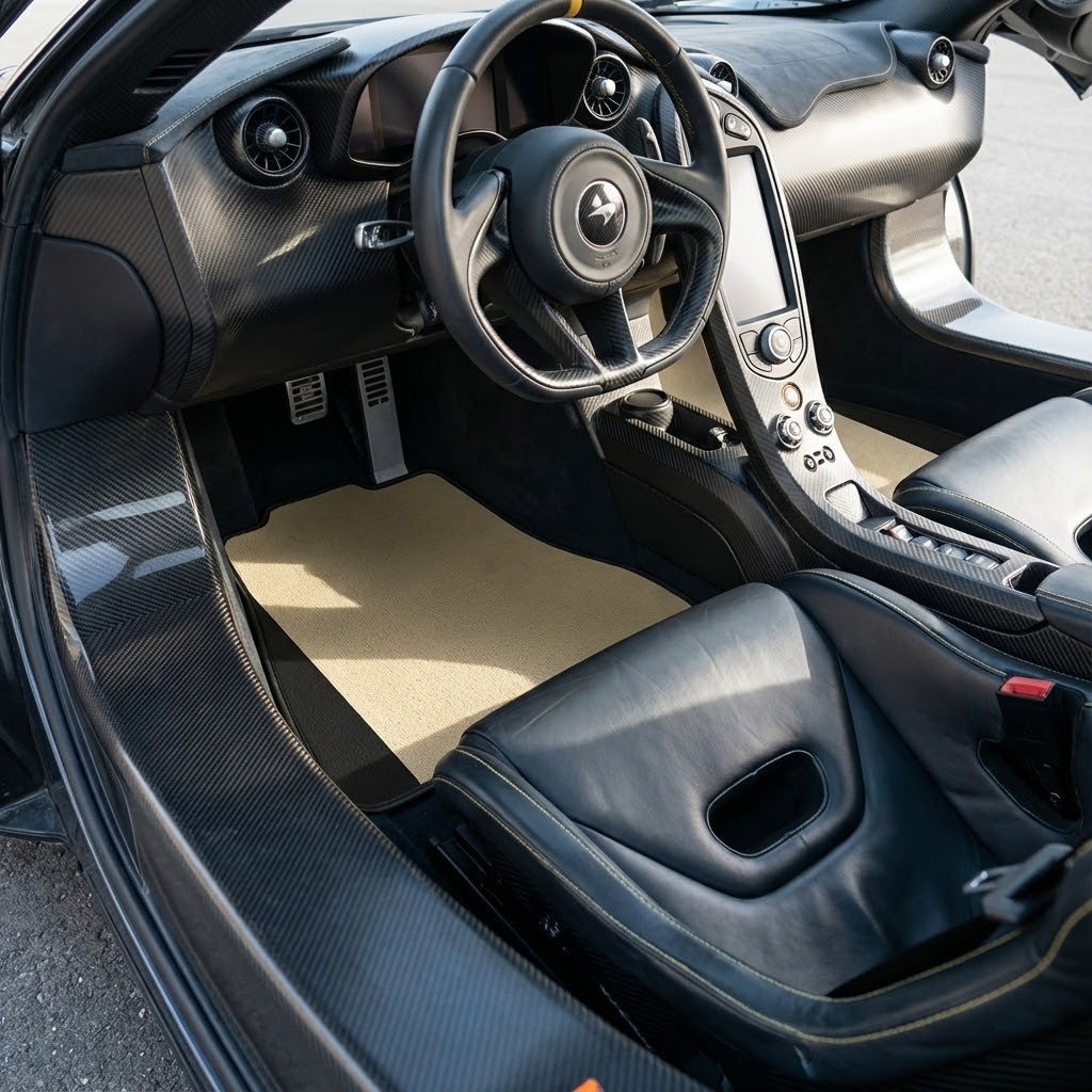 Customizable Floor Mats From Carpet With Leather for McLaren P1 (2013-2015)