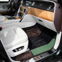 Black Floor Mats for Rolls Royce Cullinan (2018–2025) with Green Leather Borders