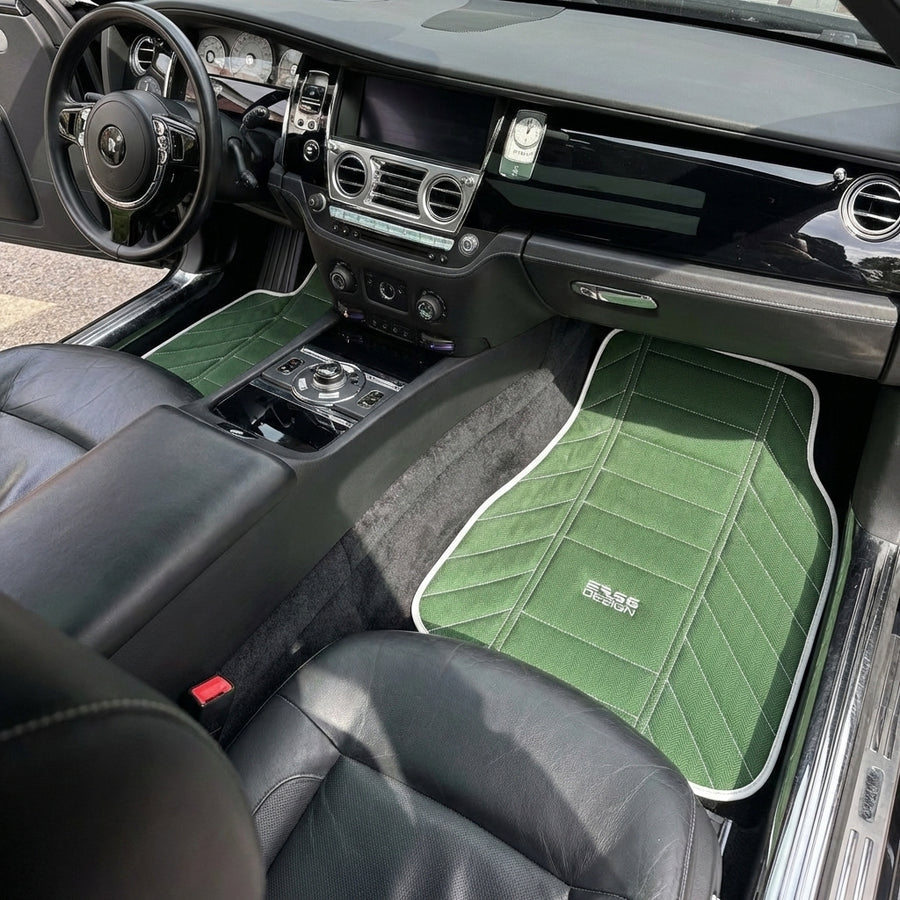 Tapis de voiture en cuir vert pour Rolls Royce Black Badge