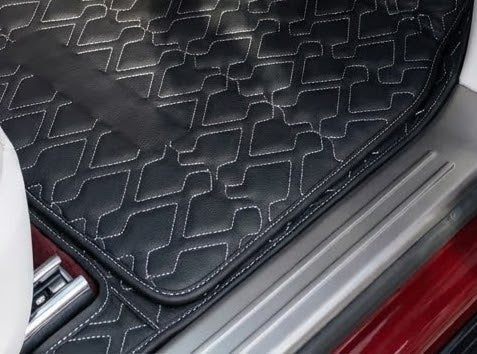 Tapis de voiture en cuir noir sur mesure pour Rolls-Royce