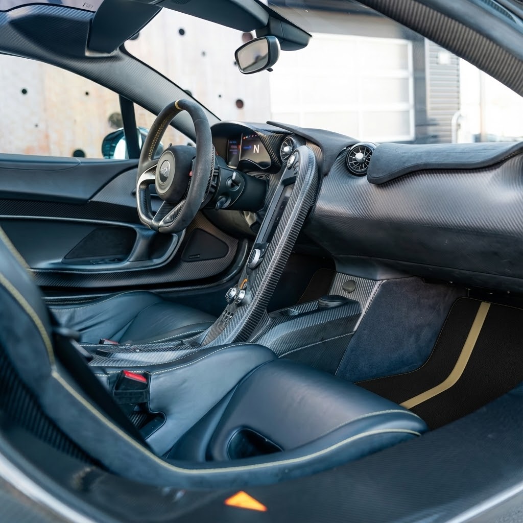 Anpassbare Fußmatten aus Teppich mit Leder für McLaren P1 (2013-2015) - AutoWin
