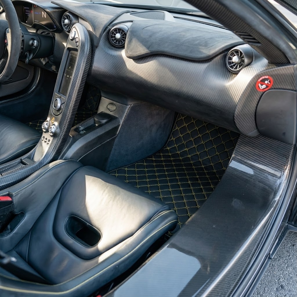Anpassbare Fußmatten aus Teppich mit Leder für McLaren P1 (2013-2015) - AutoWin