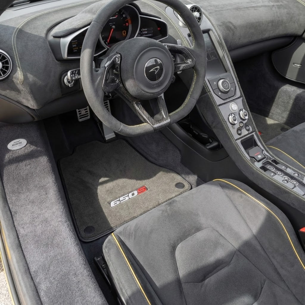 Interior look of floor mats for Gray Floor Mats For McLaren 650S Tailored