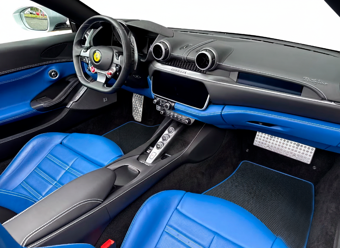 Anpassbare Lederfußmatten mit vertikalem Sechseckmuster für Ferrari Portofino (2018–2023) - AutoWin