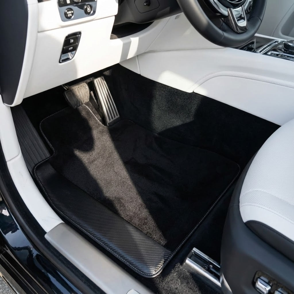Tapis de voiture sur mesure pour Rolls Royce Spectre (2023-2024) en cuir de fibre de carbone