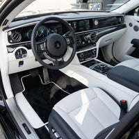 Black Floor Mats for Rolls Royce Spectre 2023-2024 with White Leather | White Trim