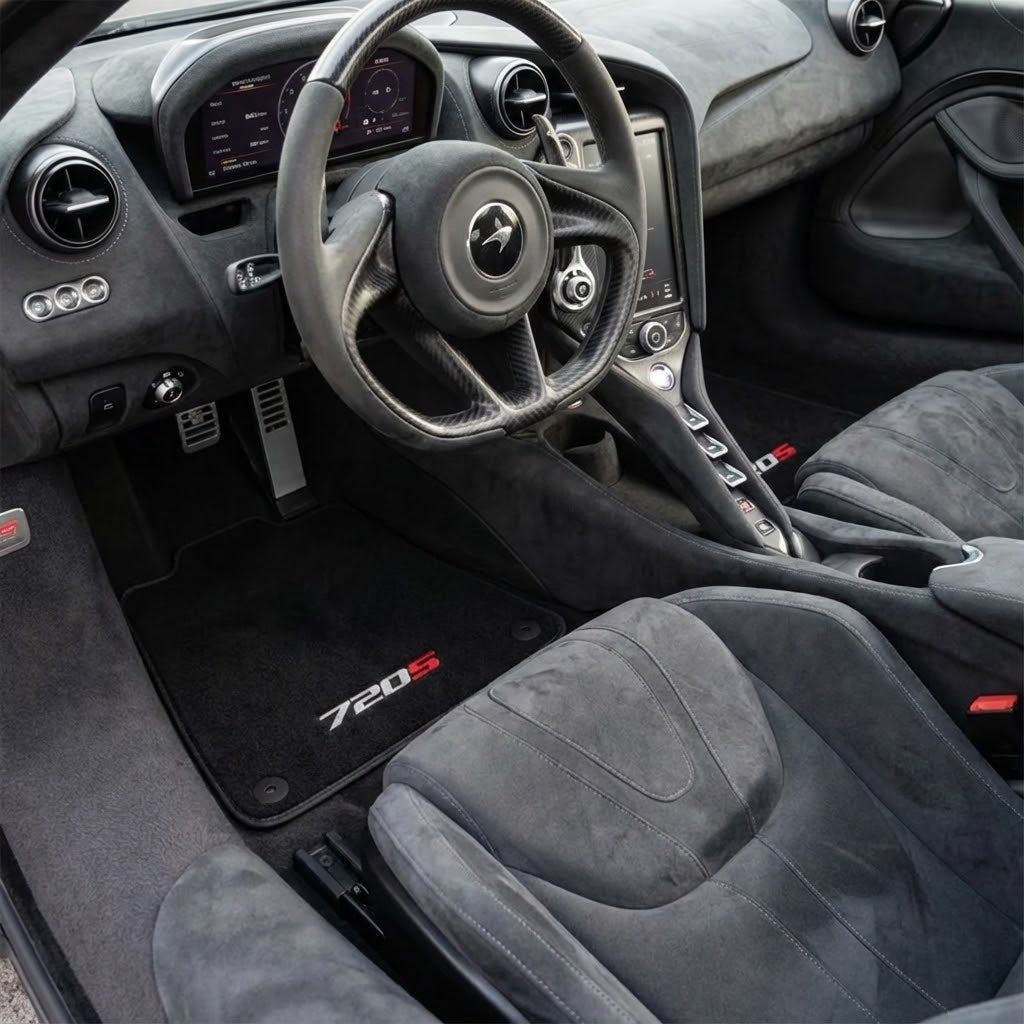 Tapis de voiture pour McLaren 720S Ensemble de tapis sur mesure noir AutoWin