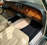 Tapis de voiture noirs pour Rolls Royce Shadow 1965-1977 avec bords en cuir gris