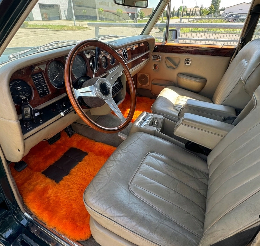 Tapis de voiture en peau de mouton orange pour Rolls Royce