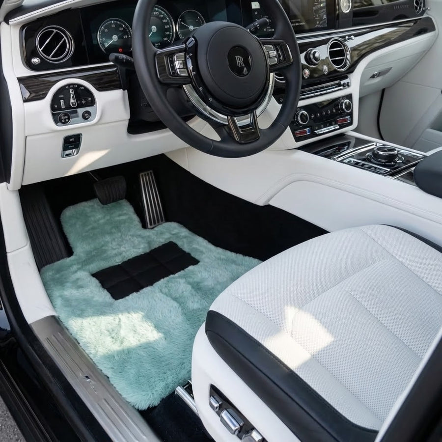 Tiff Blaue Schaffell-Fußmatten für Rolls-Royce Spectre (2023-2024) ER56 Design Marke