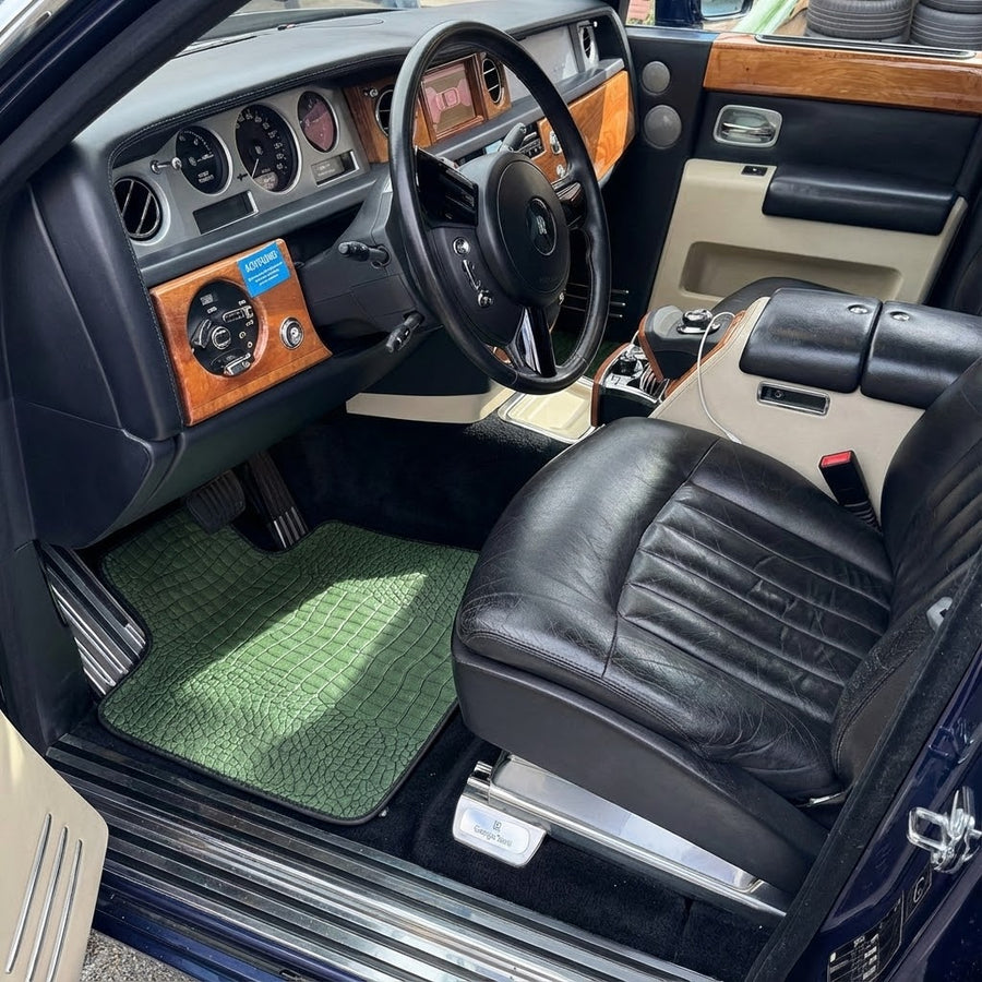 Tapis de voiture en cuir vert pour Rolls-Royce Phantom VIII