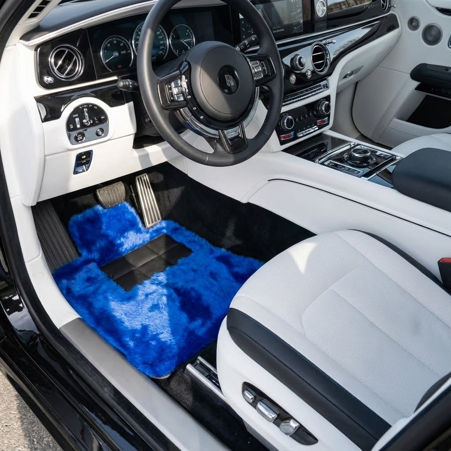 Blaue Schaffell-Fußmatten für Rolls-Royce Spectre (2023-2024)
