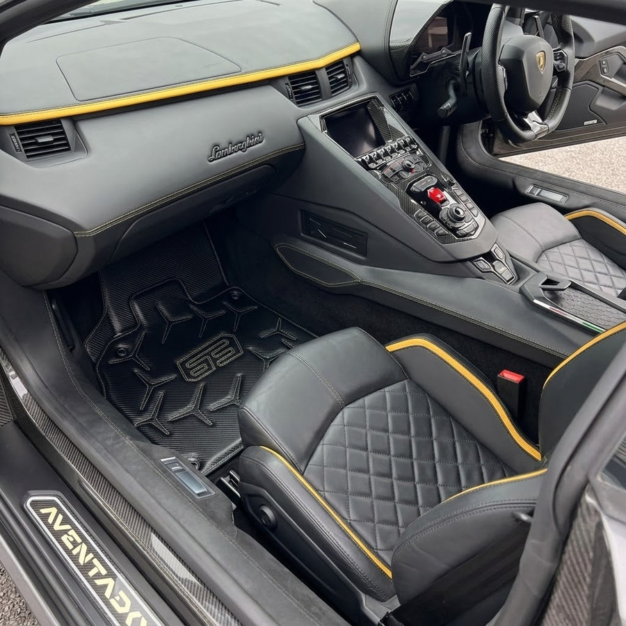 Tapis de voiture en cuir carbone pour Lamborghini Aventador SVJ 63 Édition