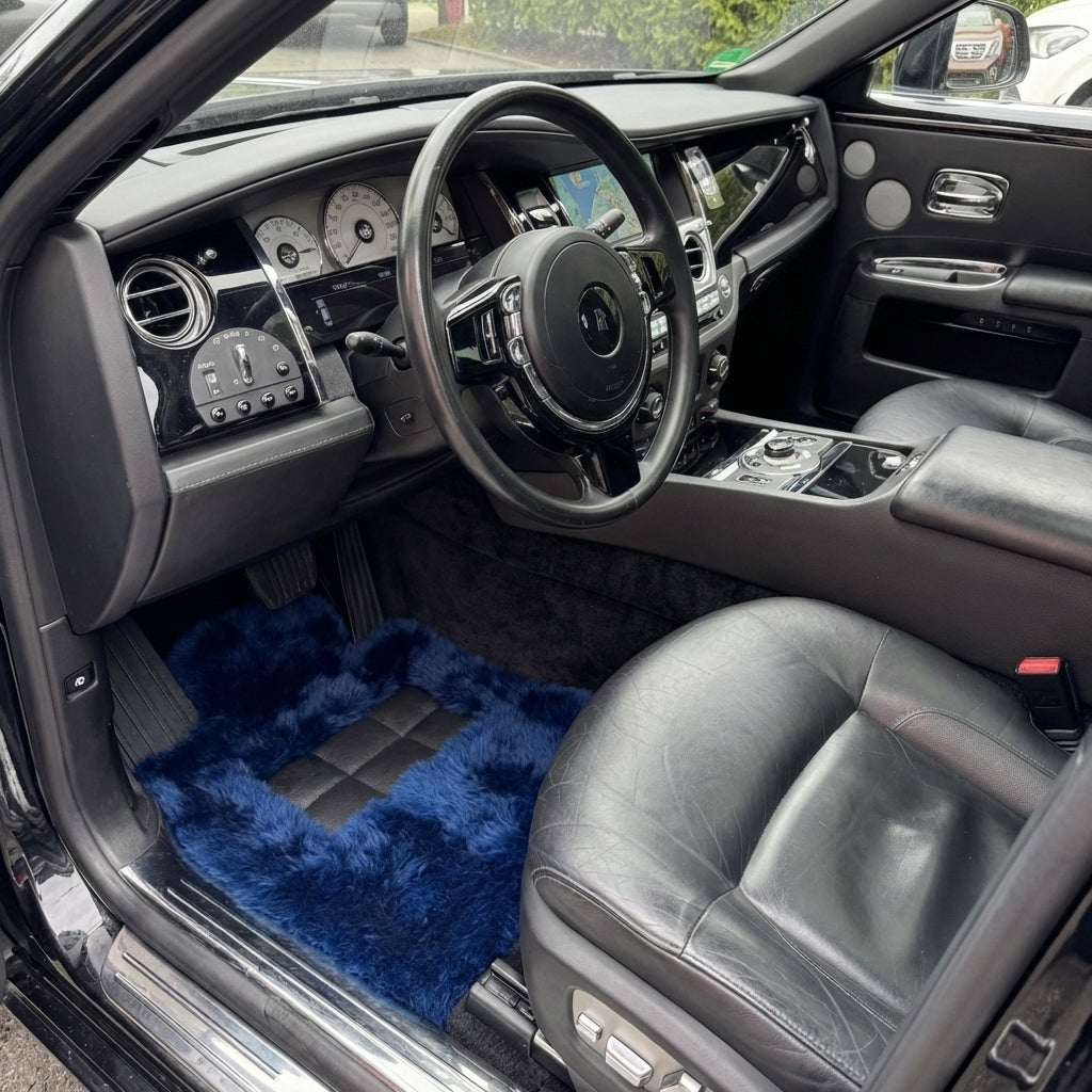 Navy Blue Sheepskin Floor Mats for Rolls Royce Ghost Series I (2010–2020) | ER56 Design