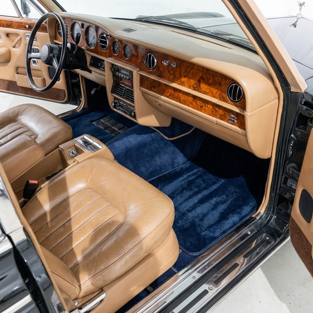 Tapis de voiture en Peau de Mouton Bleu Foncé pour Rolls-Royce Wraith (2013–2023)