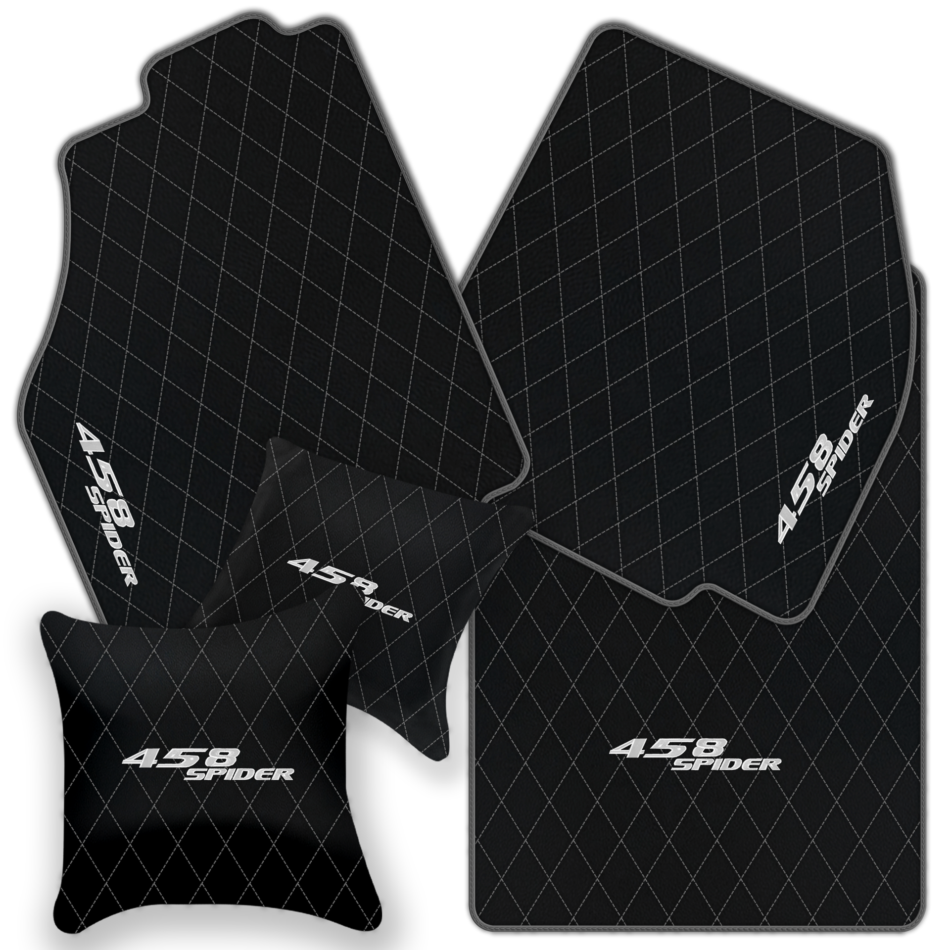 Black Leather Floor Mats for Ferrari 458 Spider (2012-2015) | Custom