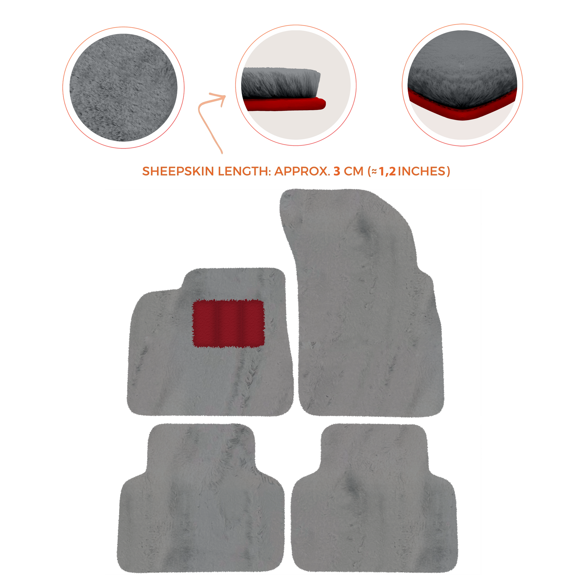 Premium Sheepskin Floor Mats for Lamborghini Countach 1974-1990
