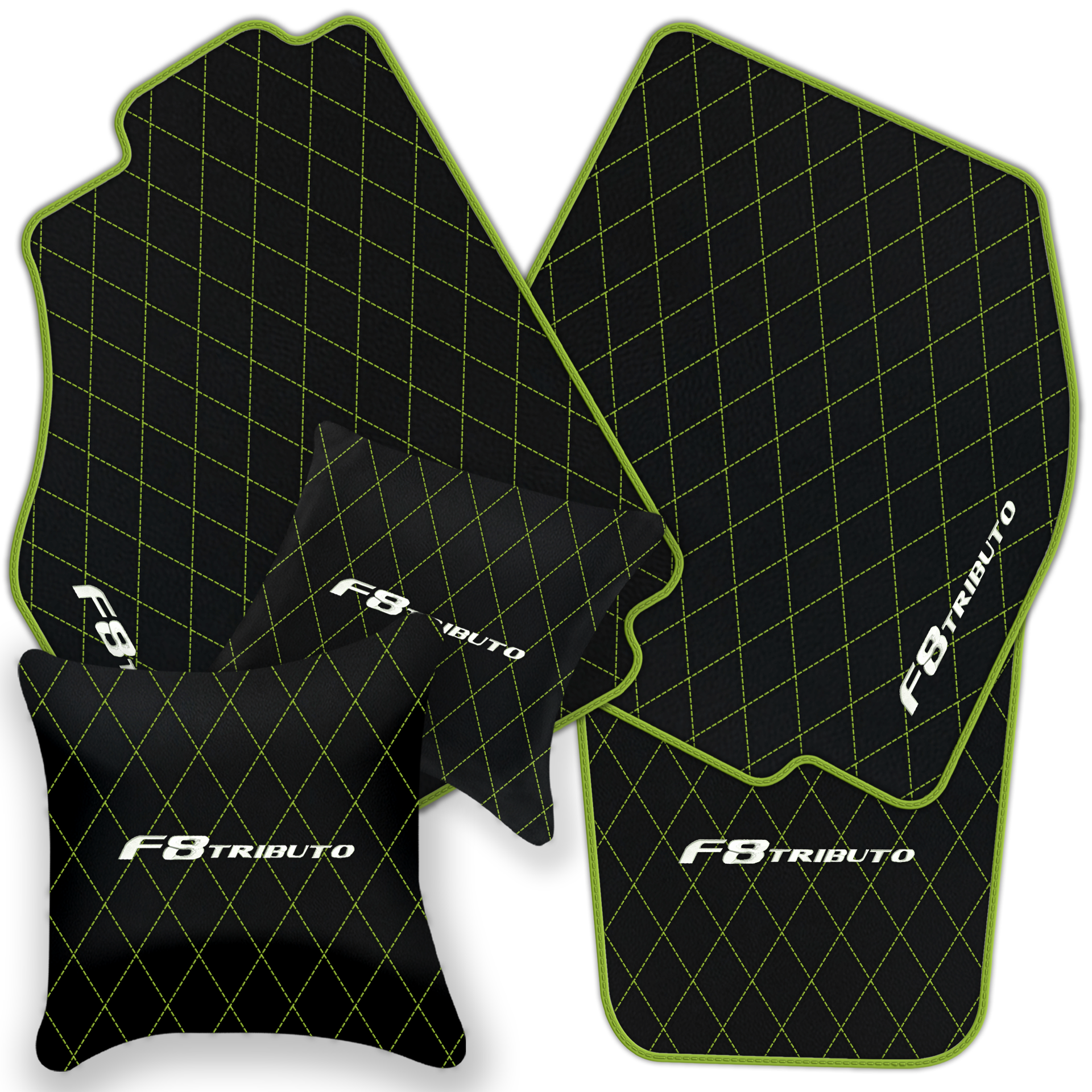 Premium Black Leather Floor Mats for Ferrari F8 Spider (2019-2023)