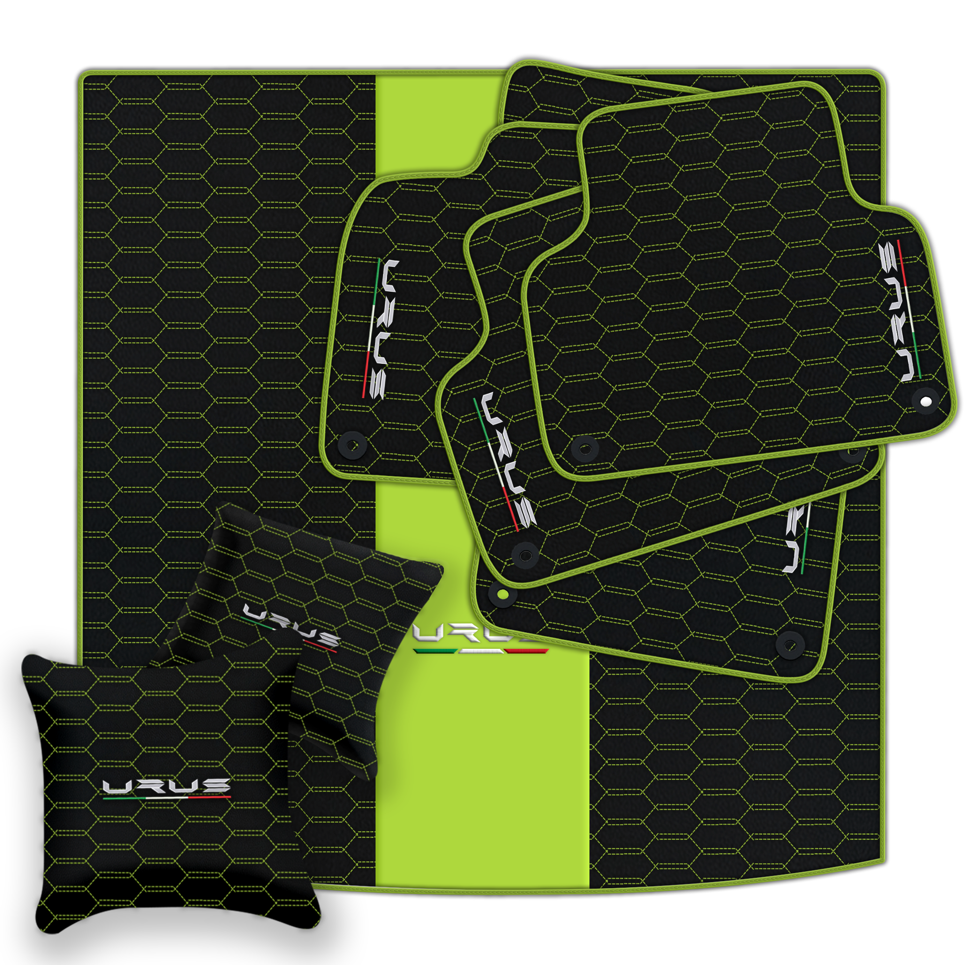 Tapis de voiture beige pour Lamborghini Urus Performante en cuir carboné - AutoWin.EU