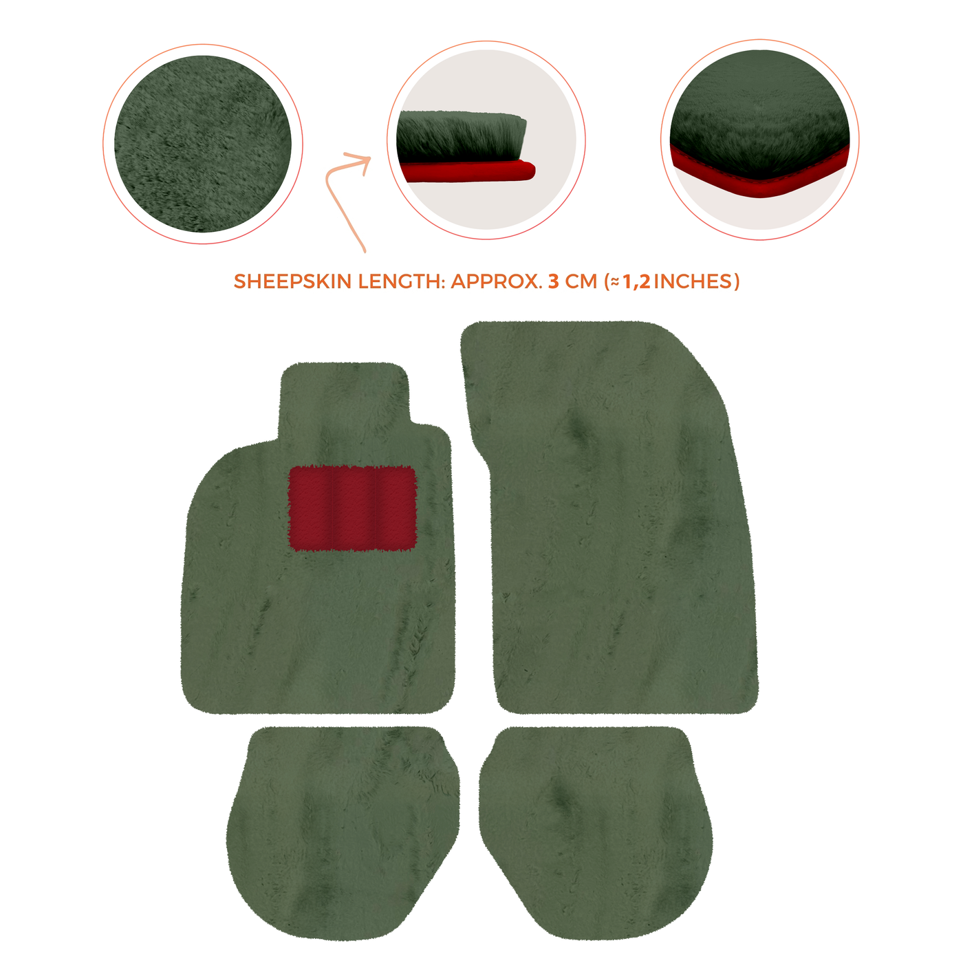 Sheepskin Floor Mats for Porsche 911-993 (1993-1998) - Sheepskin Length, Various Color Options