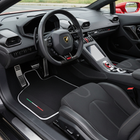 Tapis de voiture noir pour Lamborghini Huracan STO avec cuir noir | Édition italienne