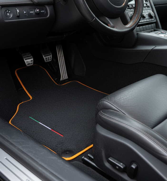 Tapis de voiture Sur mesure pour Lamborghini Gallardo avec Bord Jaune