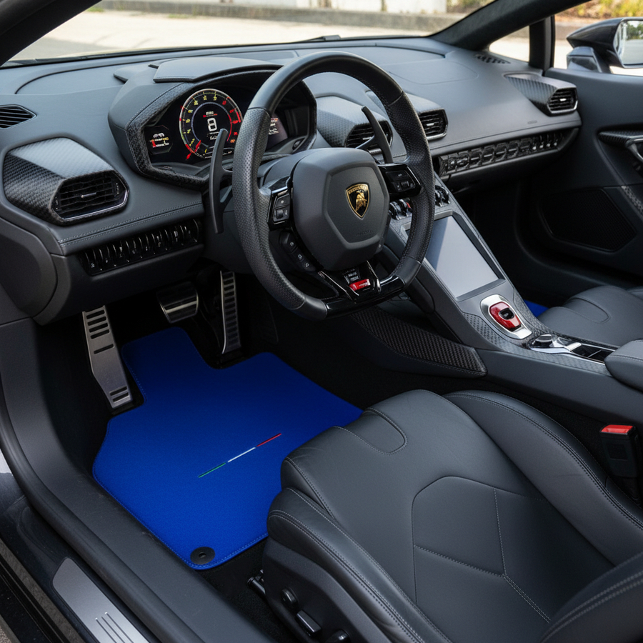 Tapis de voiture bleus personnalisés pour Lamborghini Huracan EVO 2019-2024